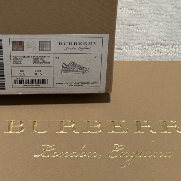 Burberry Women's Timsbury Perforated Leather Sneakers, White, Size 36.5 - Picture 5 of 9